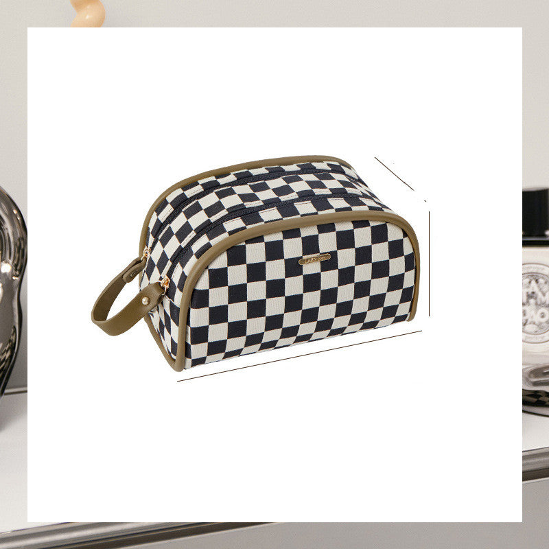 Iconic Checkerboard Half-Moon Cosmetic Case